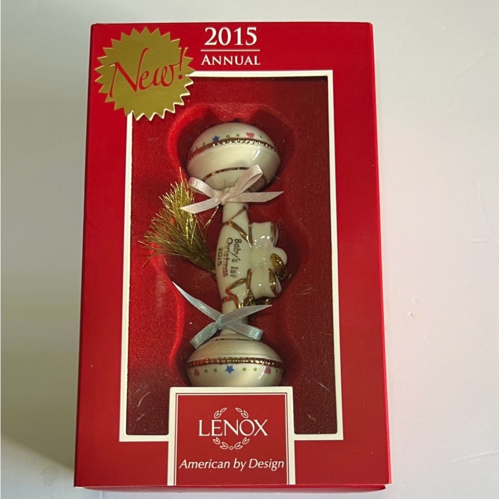 Lenox 2015 Baby's First Christmas Holiday Rattle Ornament New In Box